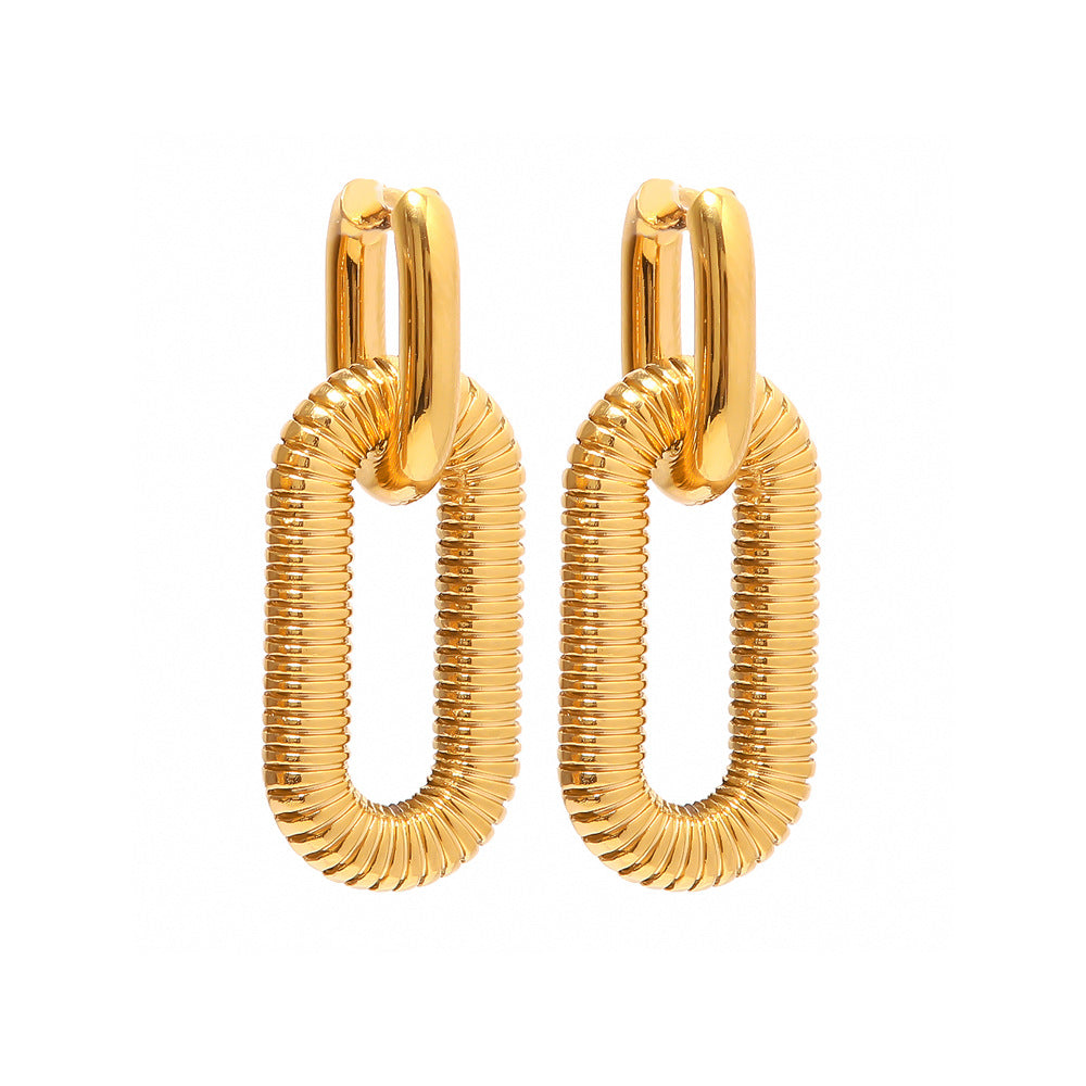 Oval Spring Gold Earrings