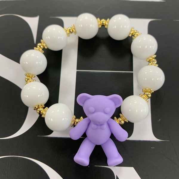 Purple Teddy With White Balls Bracelet