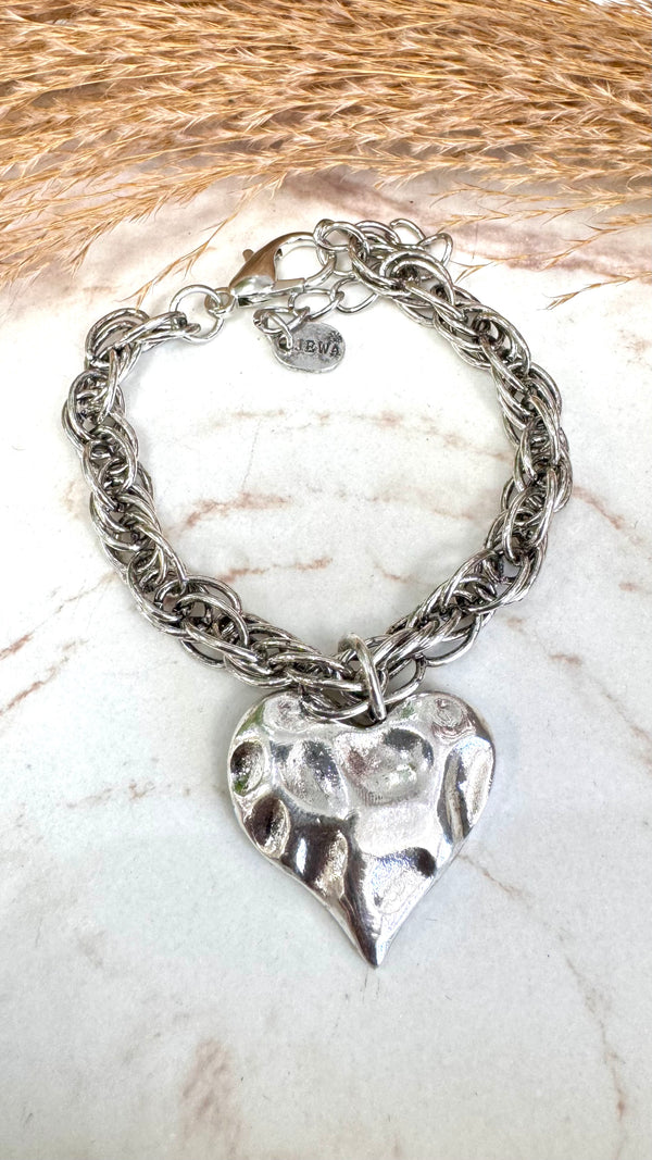 Bold Hammered Silver Bracelet