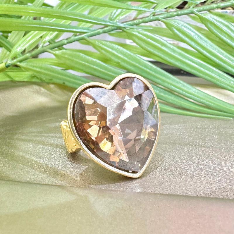 Gem Stone Heart Gold Ring