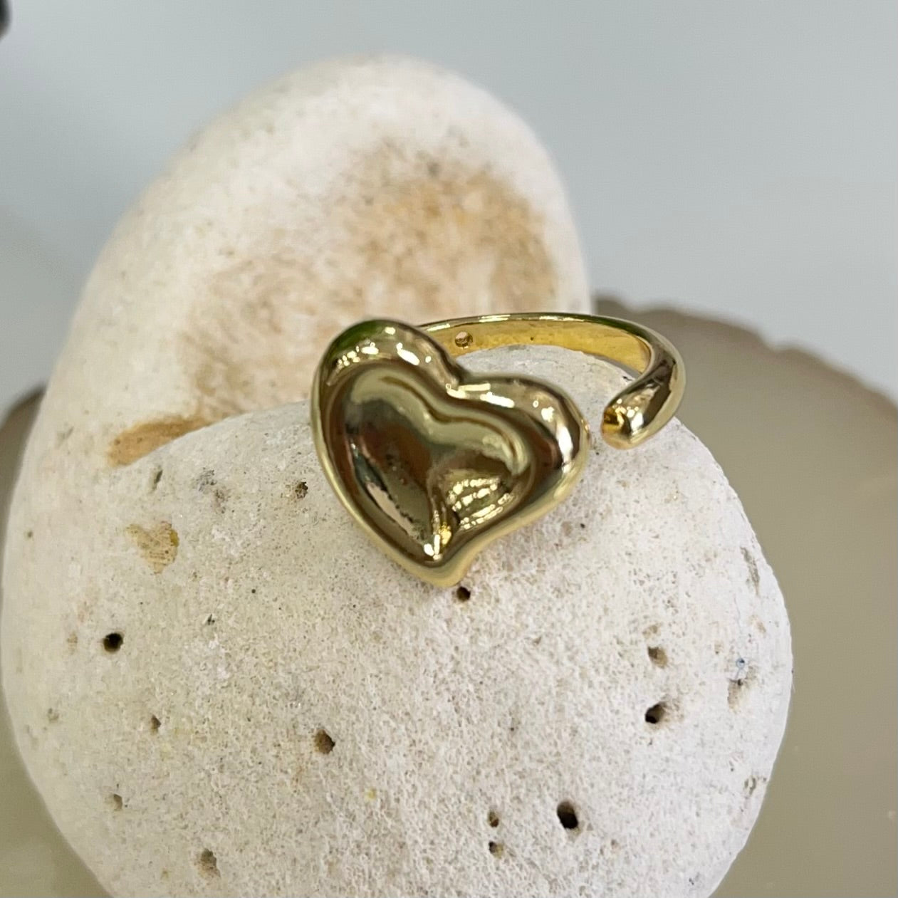 Asymmetric Heart Gold Ring