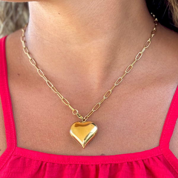 Clip Chain Gold Heart Necklace