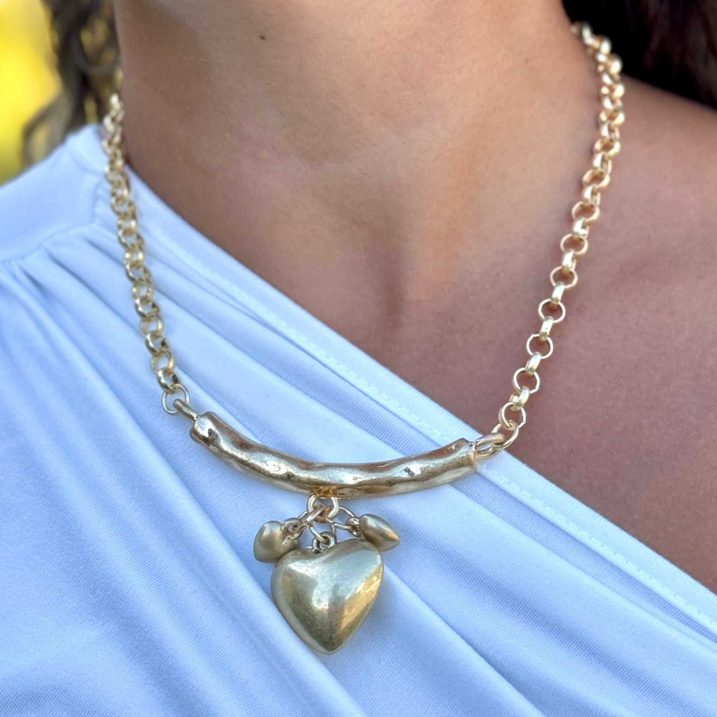 3 Heart Gold Chain Necklace