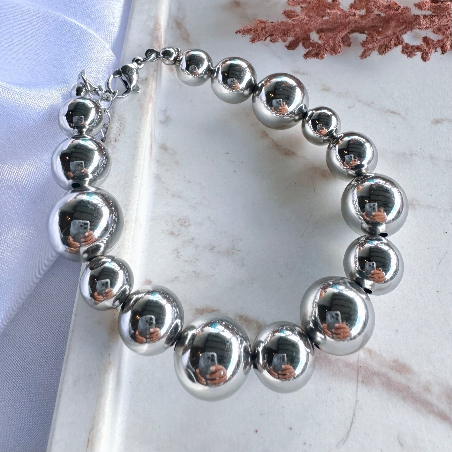 Globe 2 Size Silver Bracelet