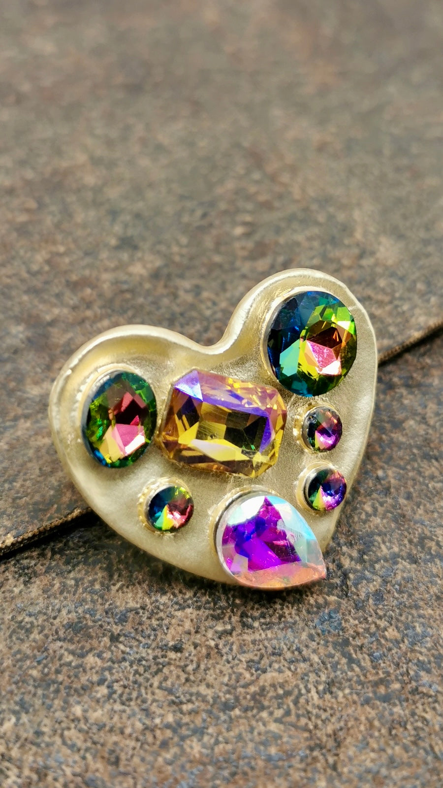 Multicolor Gold Heart Ring