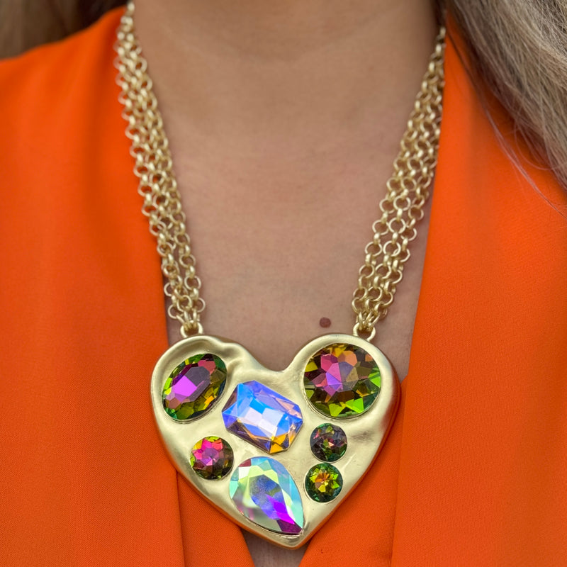 Multicolor Gold Heart Necklace