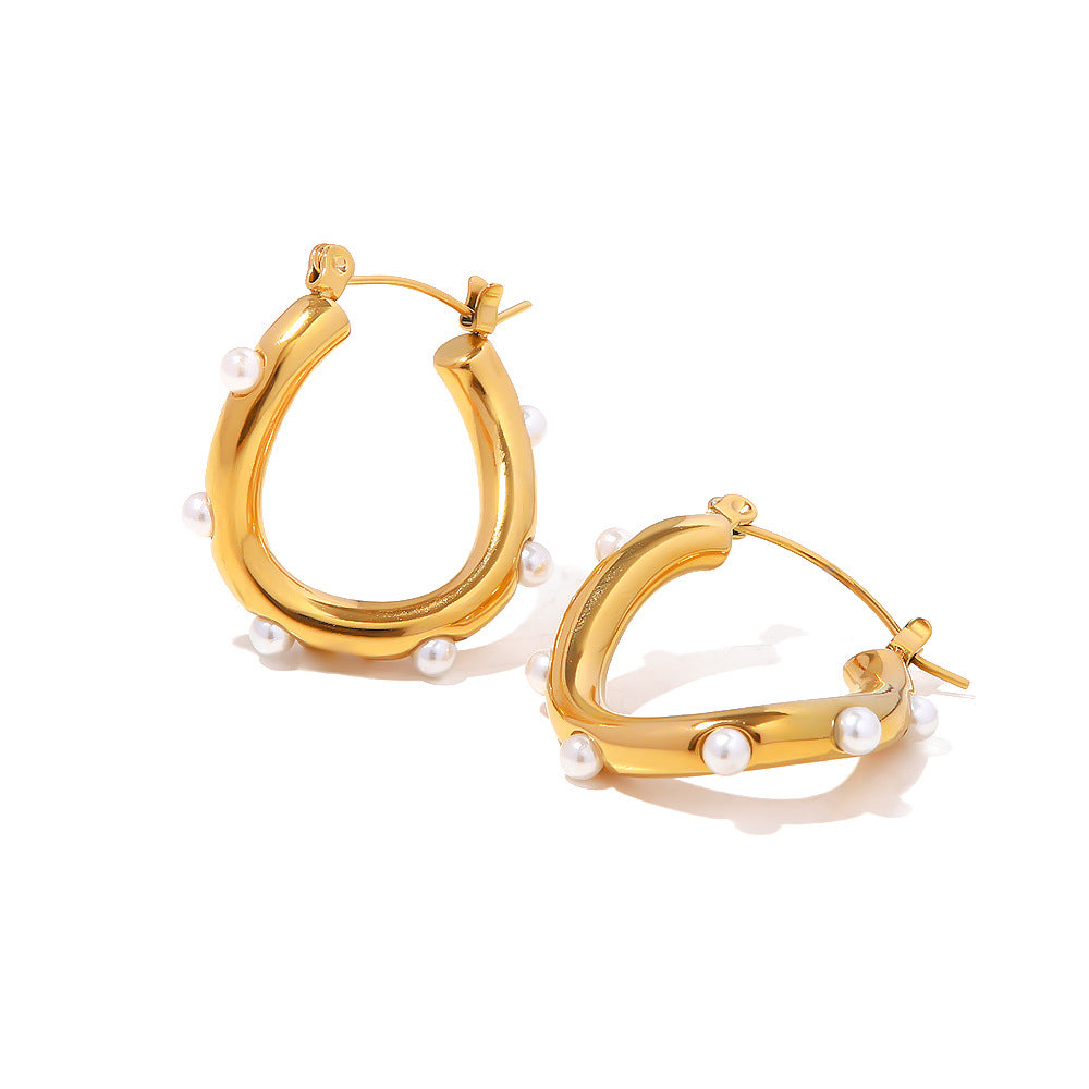 Twist Pearl Points Gold Earrings