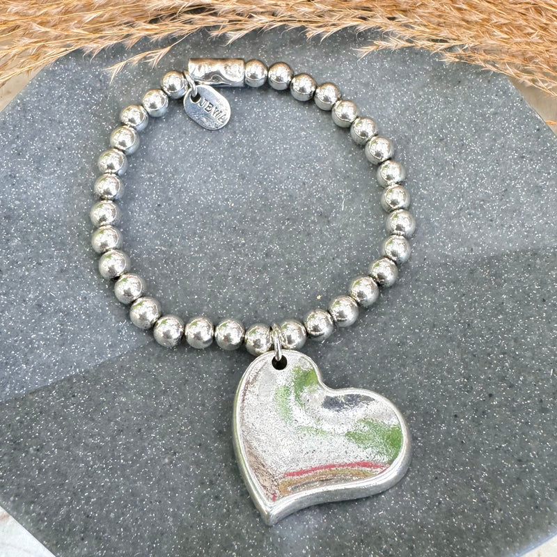 Asymmetric Heart Silver Bracelet