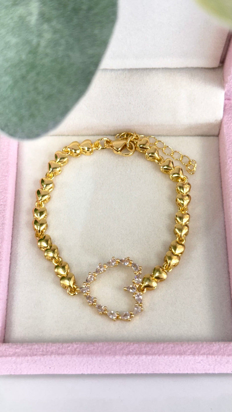 Quartz Open Heart Gold Bracelet