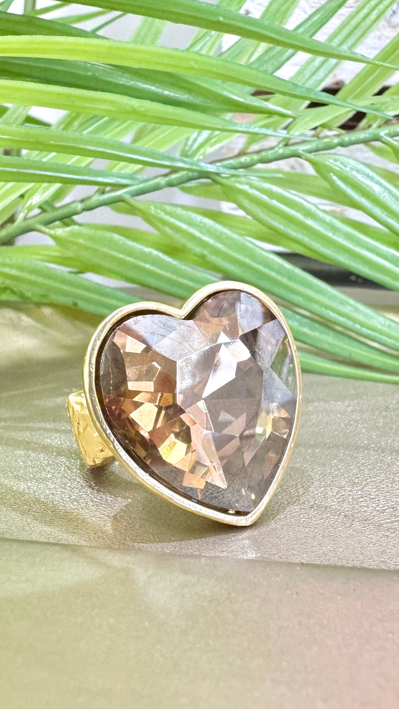 Gem Stone Heart Gold Ring