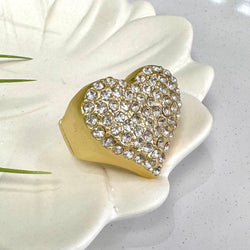 Bold Quartz Heart Gold Ring