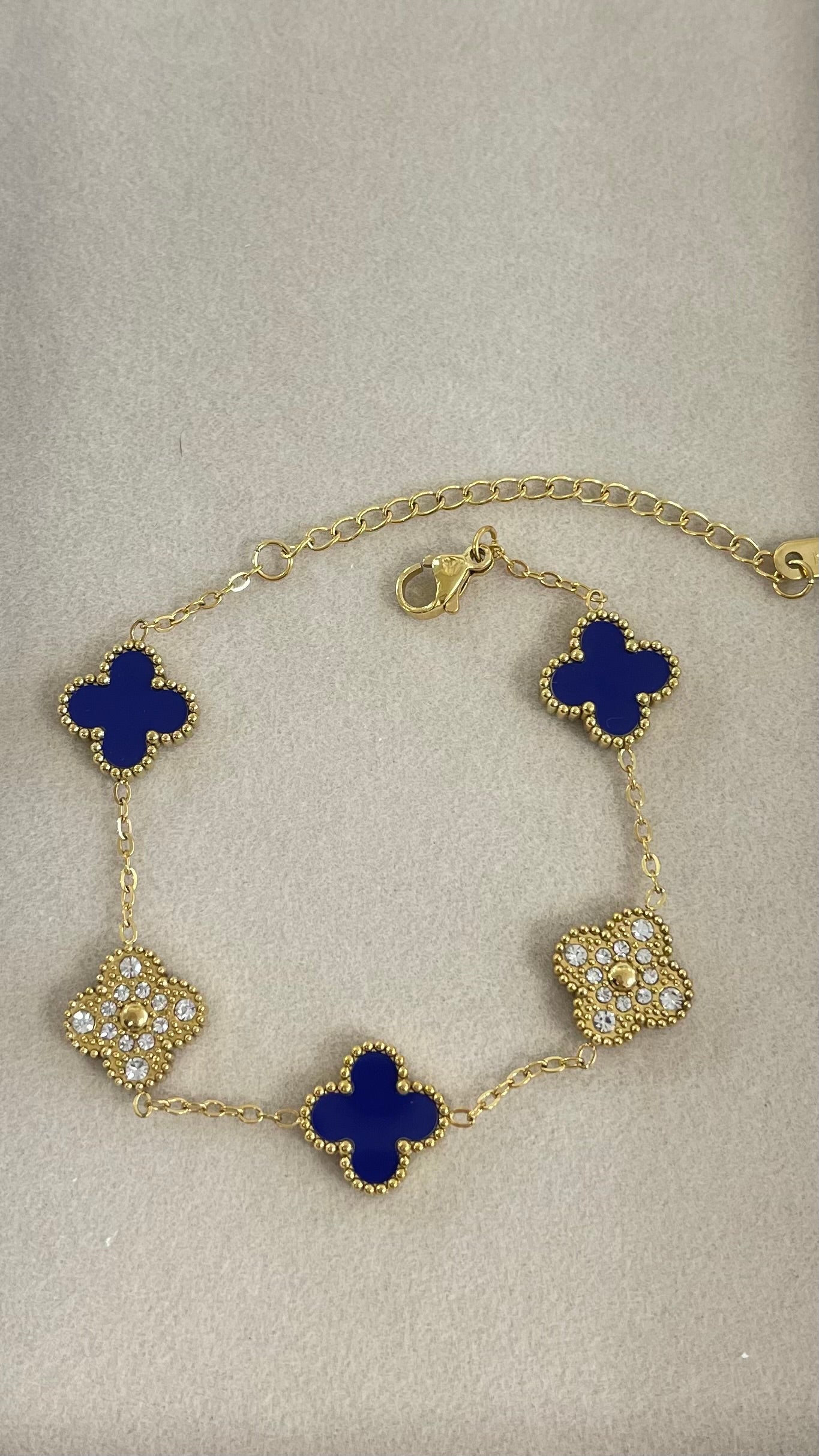 Blue And Zirconia Clover Gold Bracelet