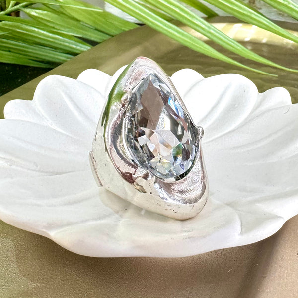 Clear Stone Silver Ring