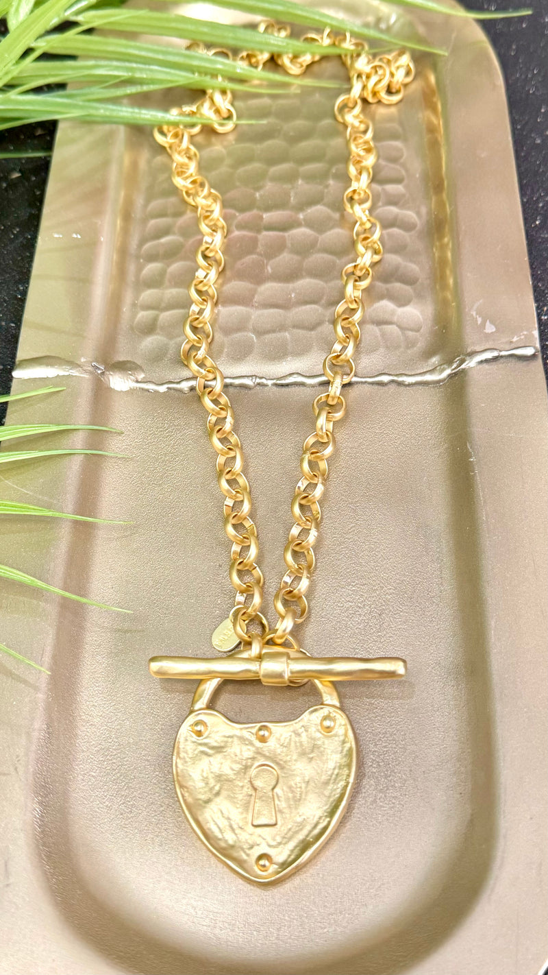 Lock Heart Gold Necklace