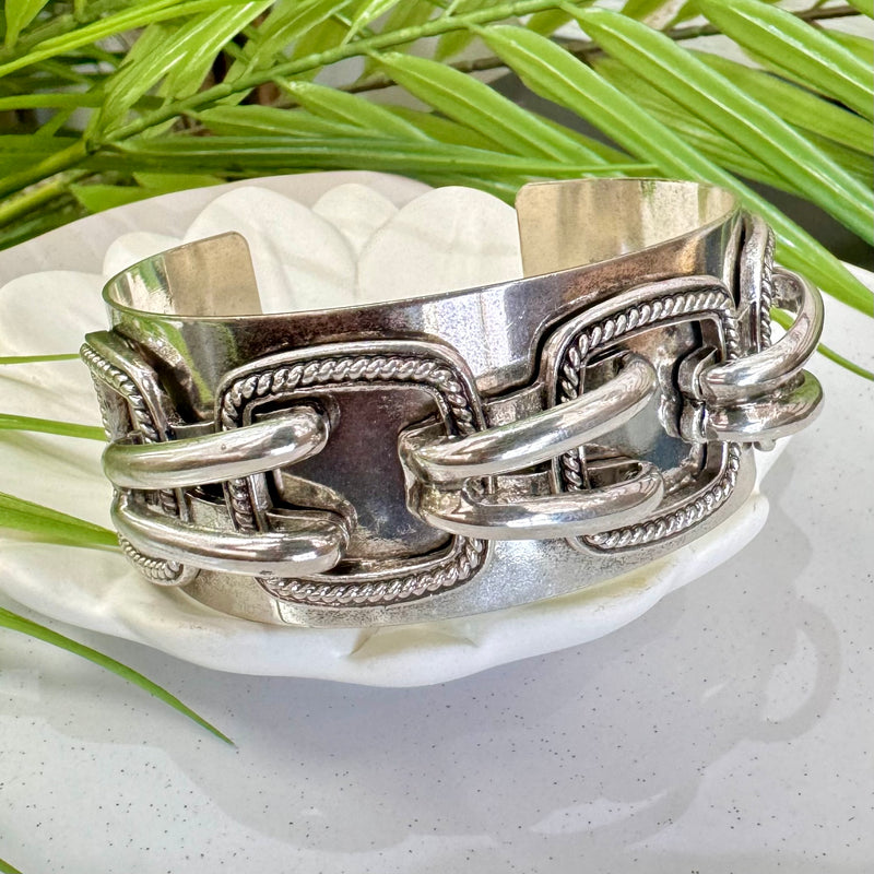 Cuff Chain Silver Bracelet