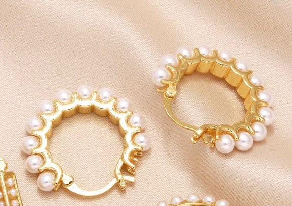 Multi Pearls Gold Earrings