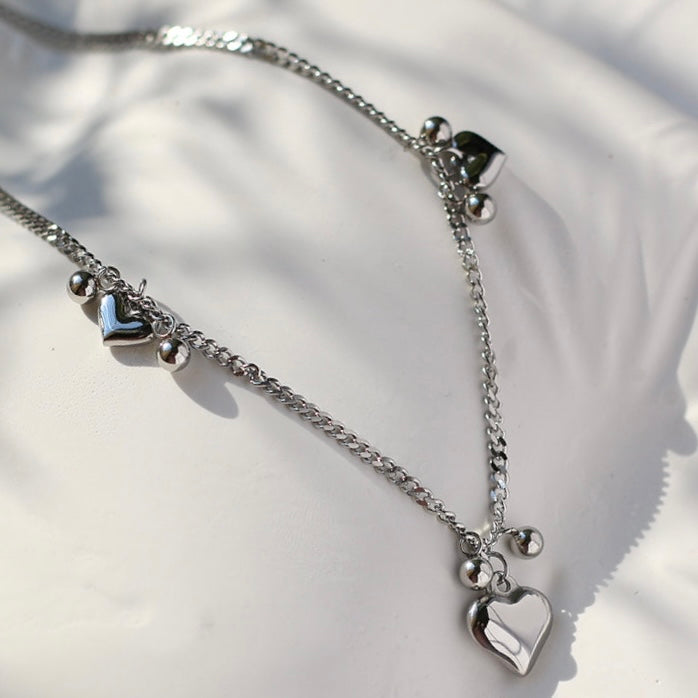 3 Heart Silver Necklace