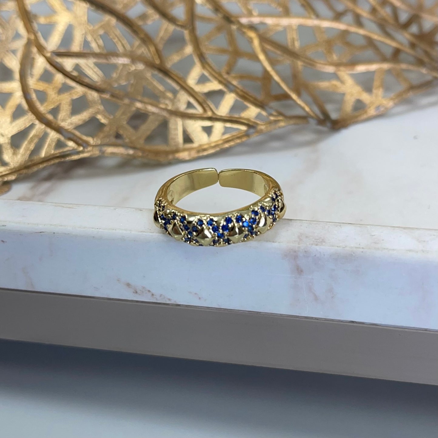 Blue Stones Gold Ring