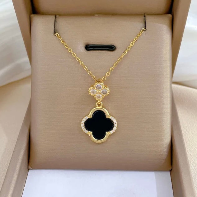 Black Clover Zirconia Gold Necklace