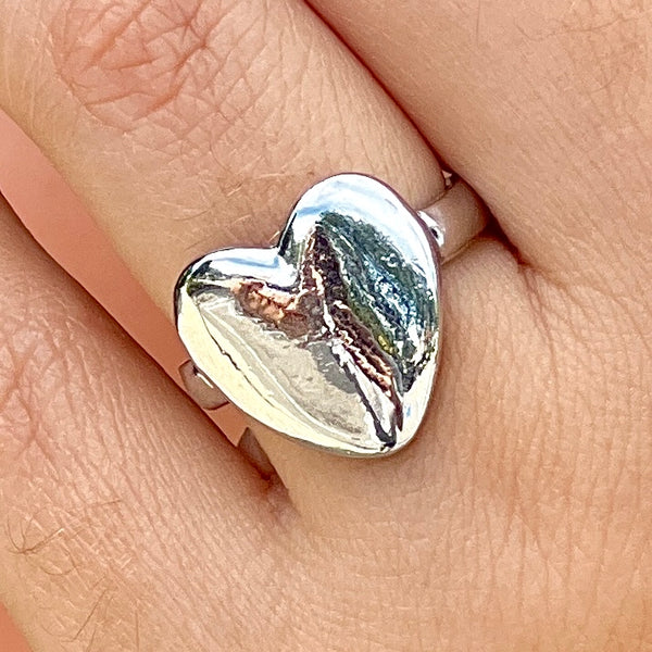 Medium Heart Silver Ring