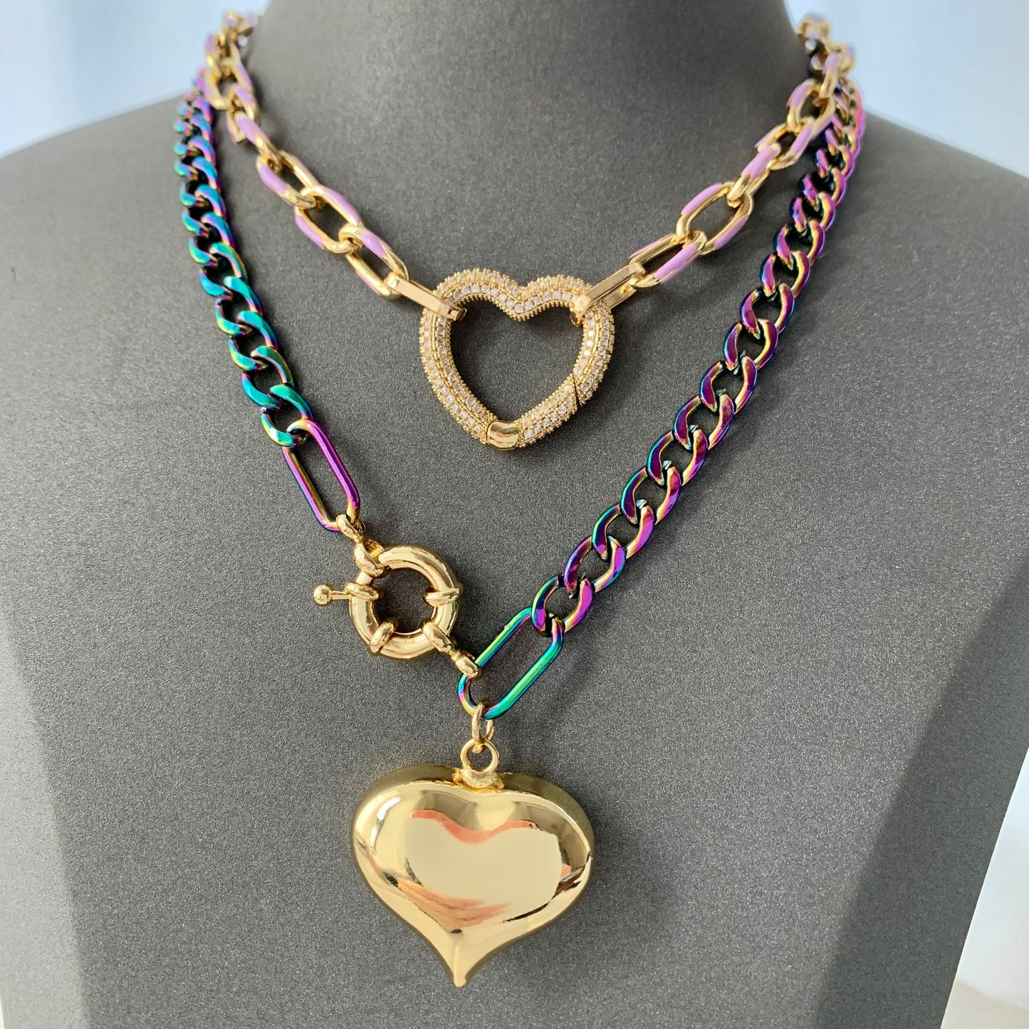 Litmus Necklace Gold Heart Bubble