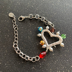 Colorful Heart Silver Bracelet