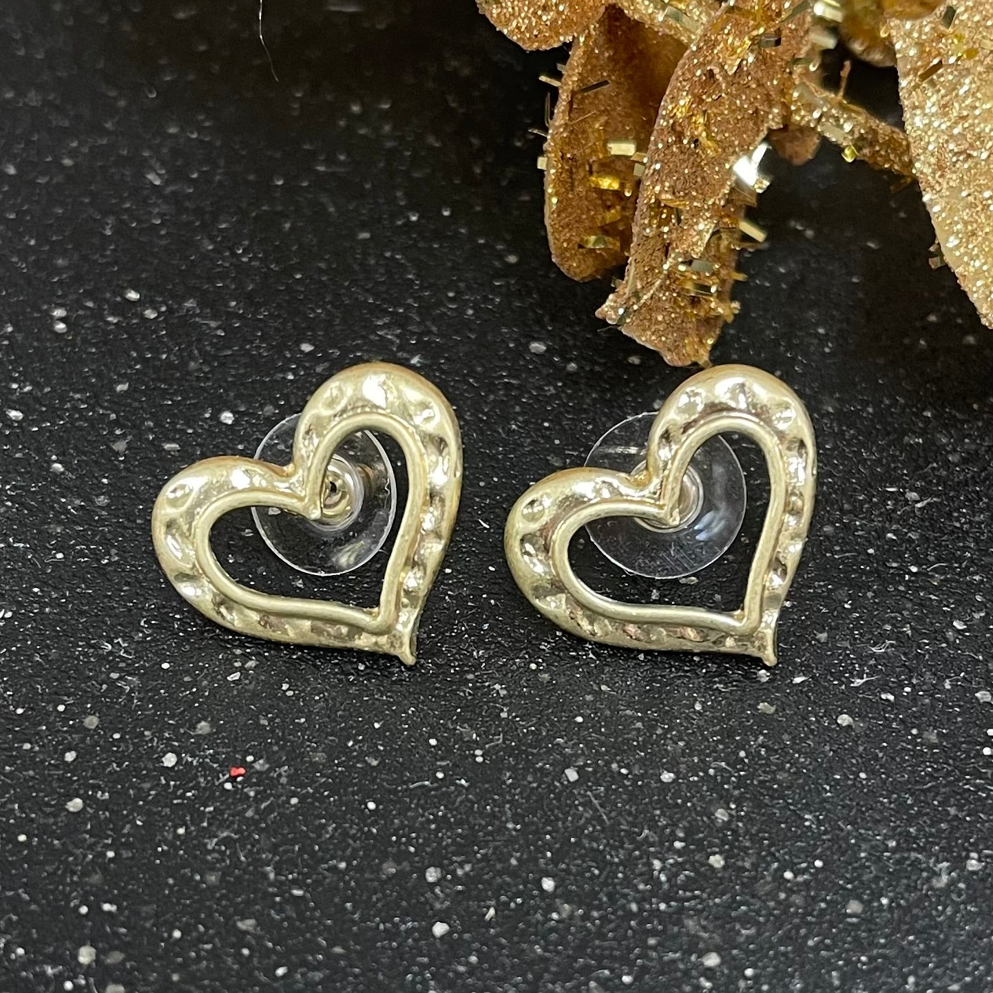 Open Heart Gold Earrings