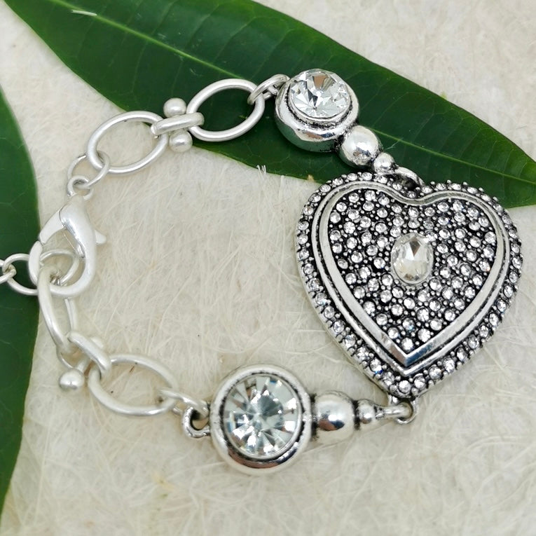Heart Multi Quartz Silver Bracelet