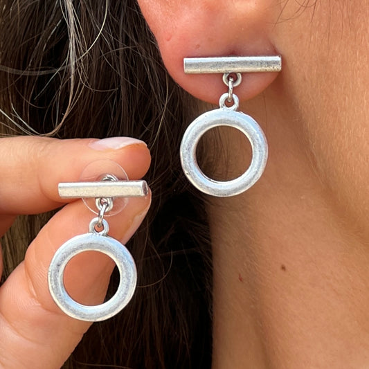 Round With Stick Earring Silver