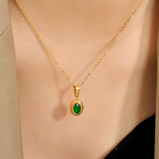 Dainty Green Gold Necklace