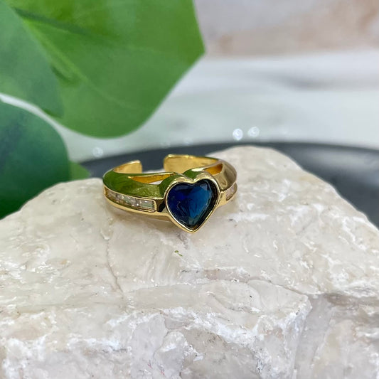 Gold Ring With Blue Quartz Heart