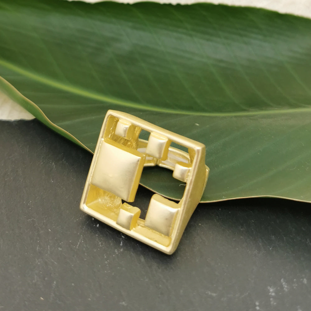 Square Maze Gold Ring