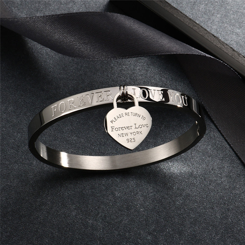 Heart Stamp Silver Bangles