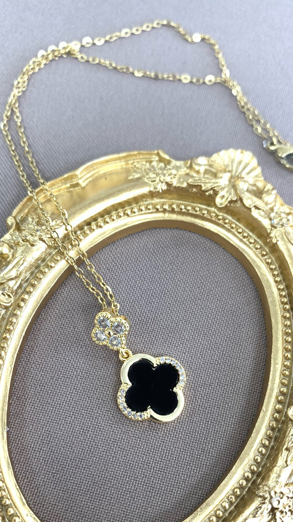 Black Clover Zirconia Gold Necklace