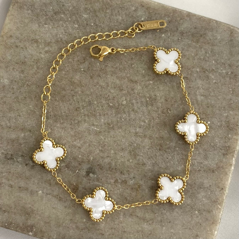 White Clover Gold Bracelet