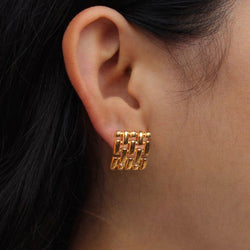 Knit Chain Gold Earrings