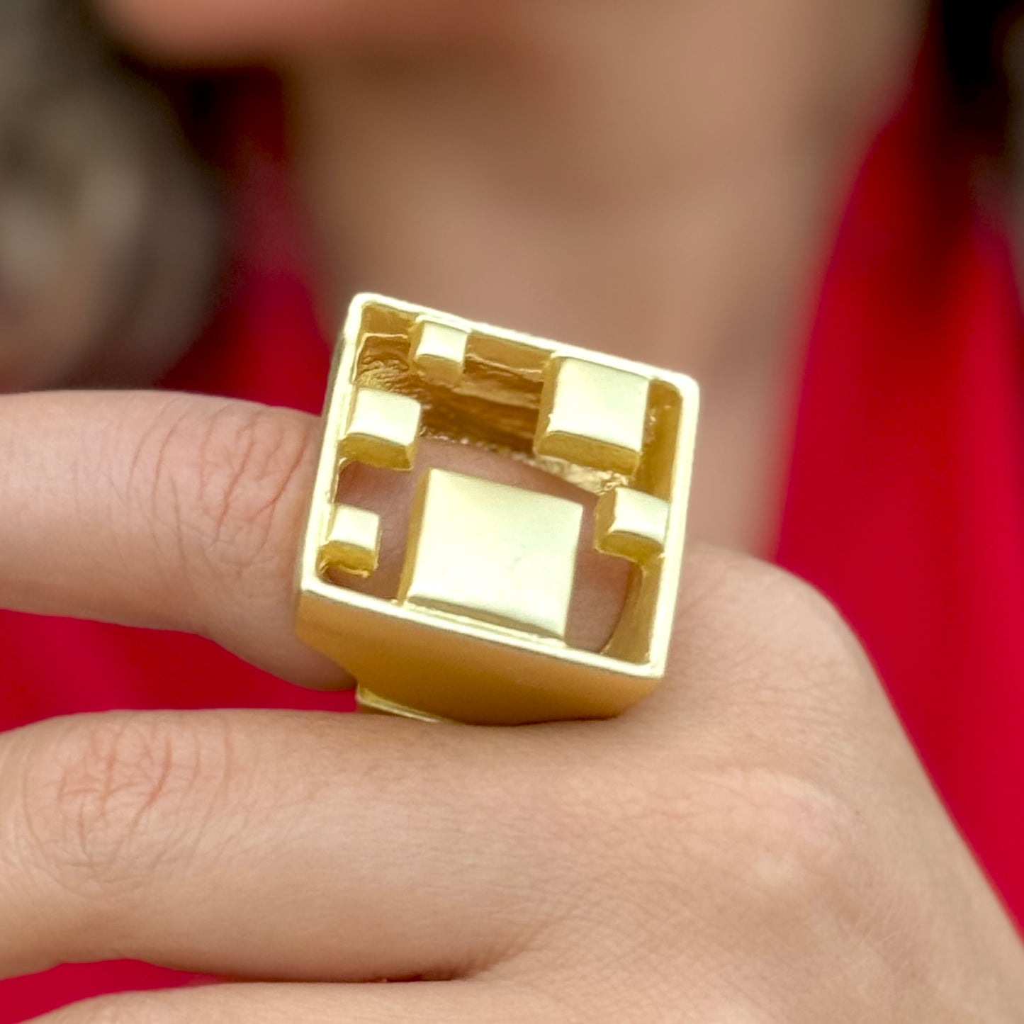 Square Maze Gold Ring