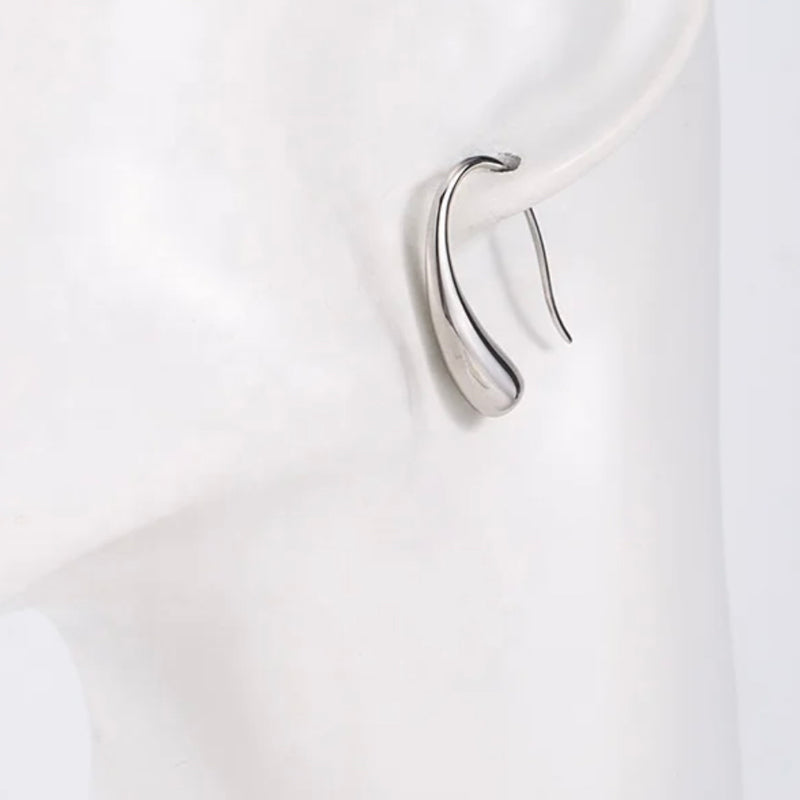 Thin Drop Silver Earrings