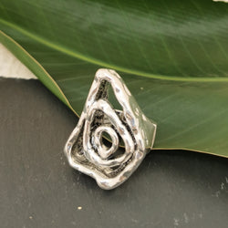 Line Cone Silver Ring