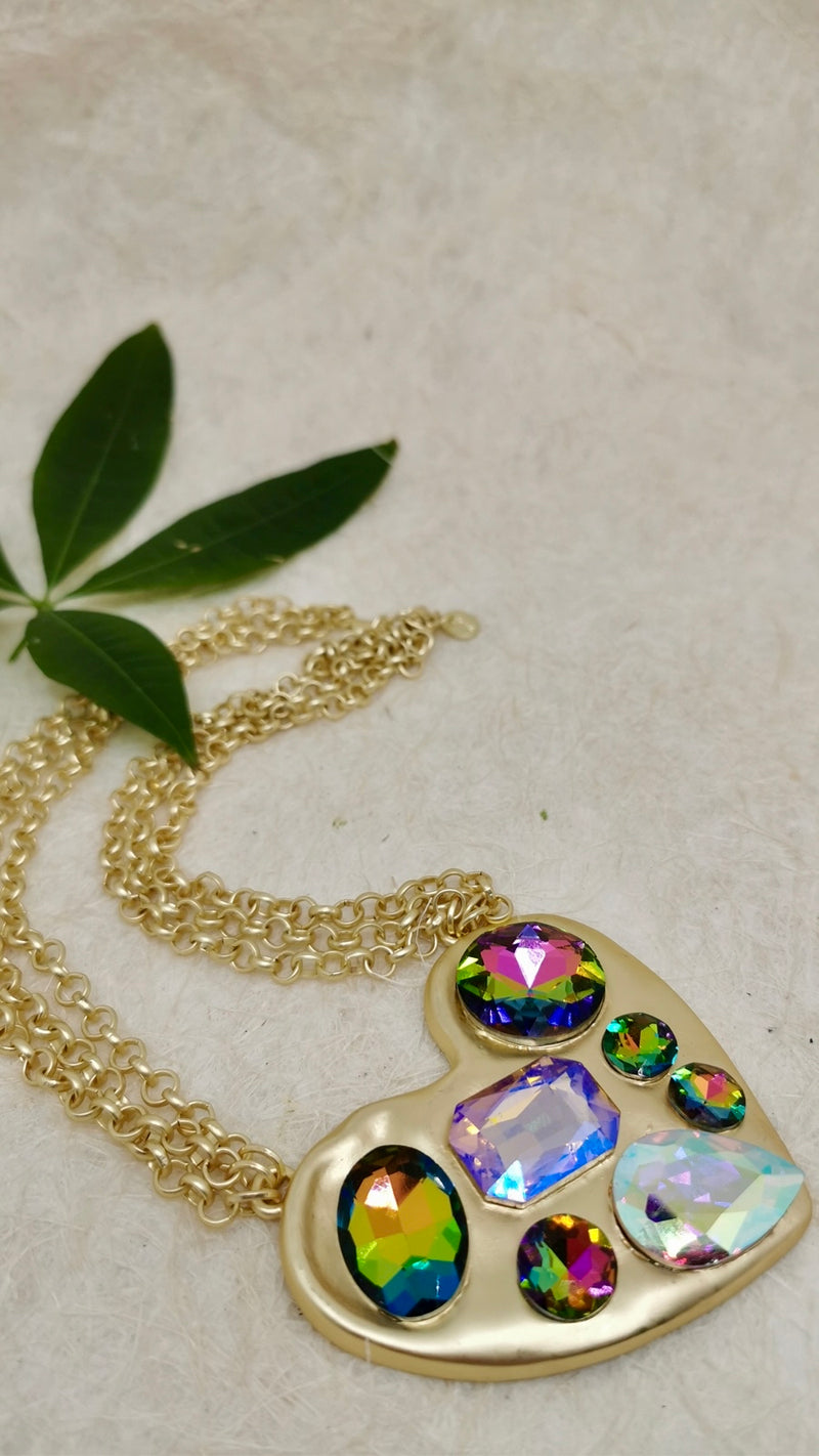 Multicolor Gold Heart Necklace