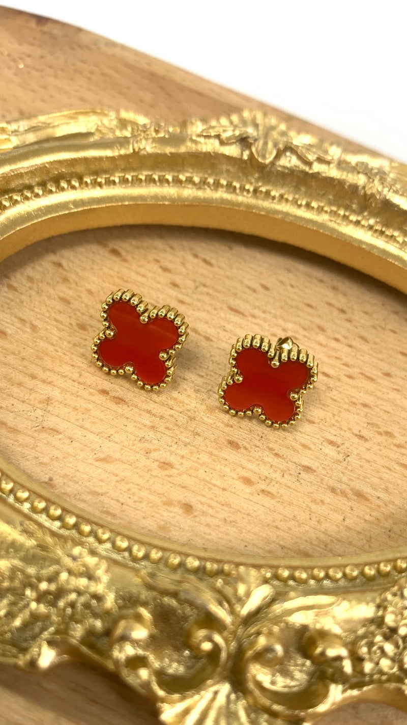 Red Clover Gold Earrings