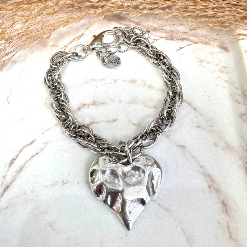 Bold Hammered Silver Bracelet