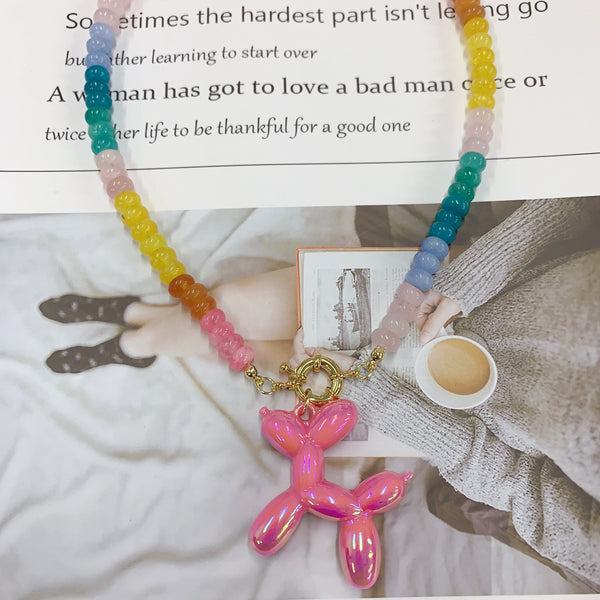 Colorful Necklace With Bubble Dog