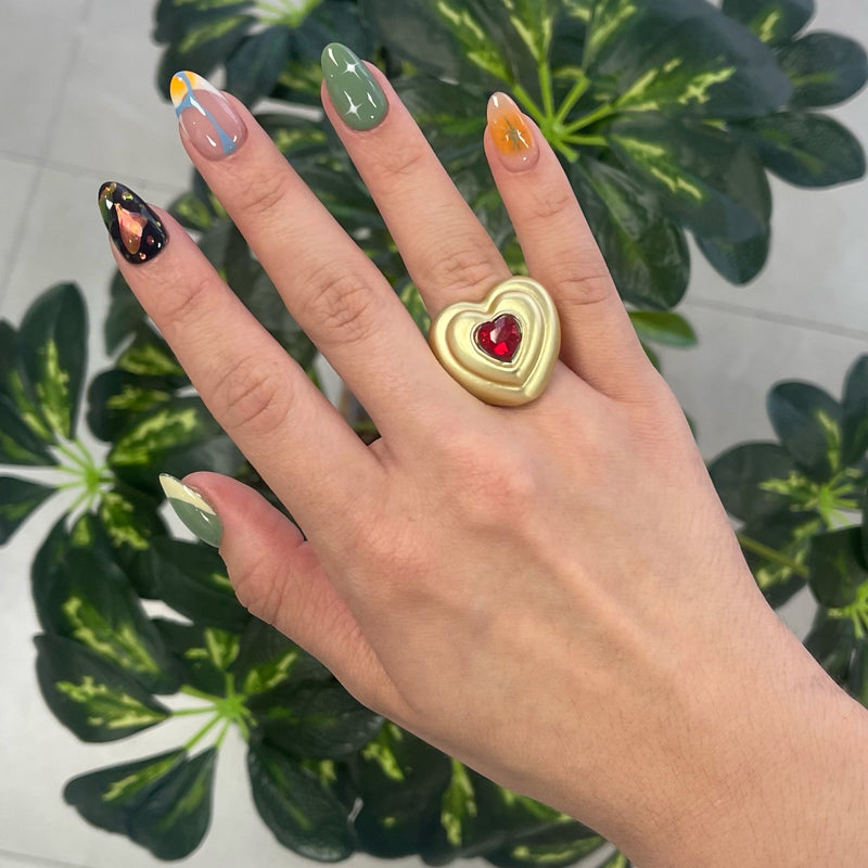 Ruby Heart Gold Ring