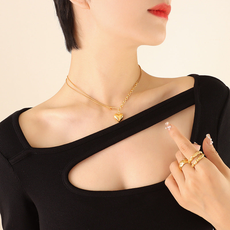 Split Bold Heart Gold Necklace