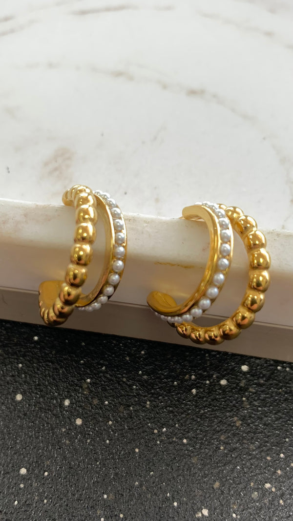 Pearls And Points Gold Earrings
