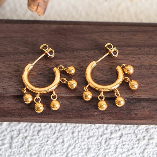 Hoop with Beads Gold Earrings