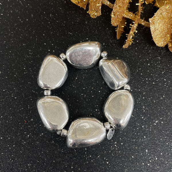 Elastic Silver Oval Bracelet