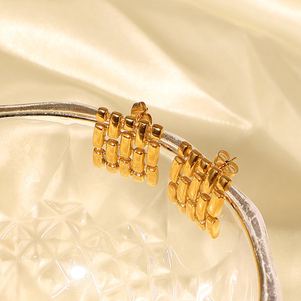 Knit Chain Gold Earrings
