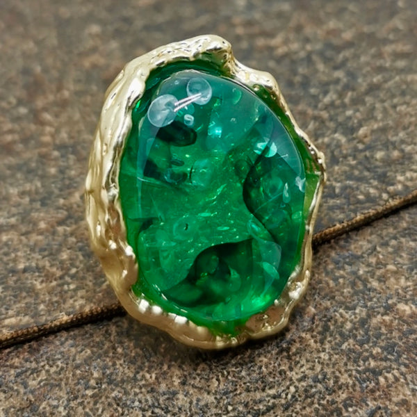 Oval Green Acrylic Ring